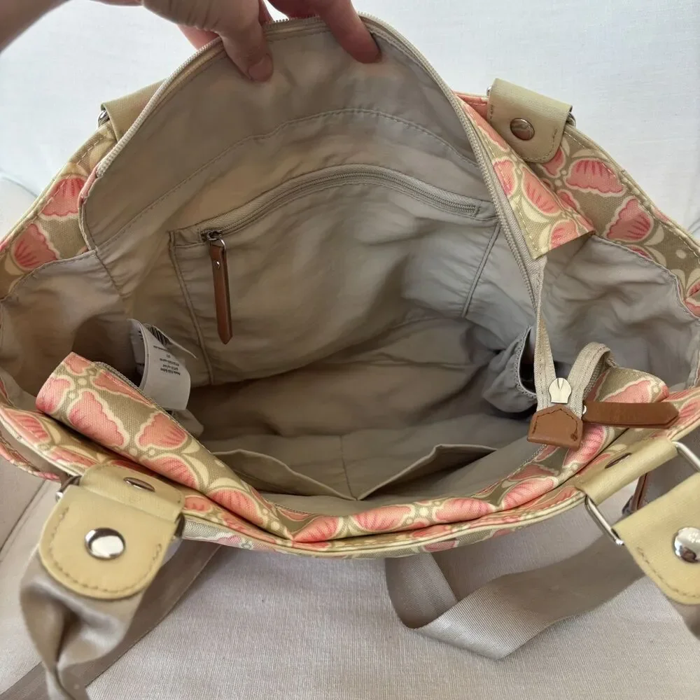 Petunia Pickle Bottom City Carryall Blooming Brixham Diaper Bag Pink Beige Chic